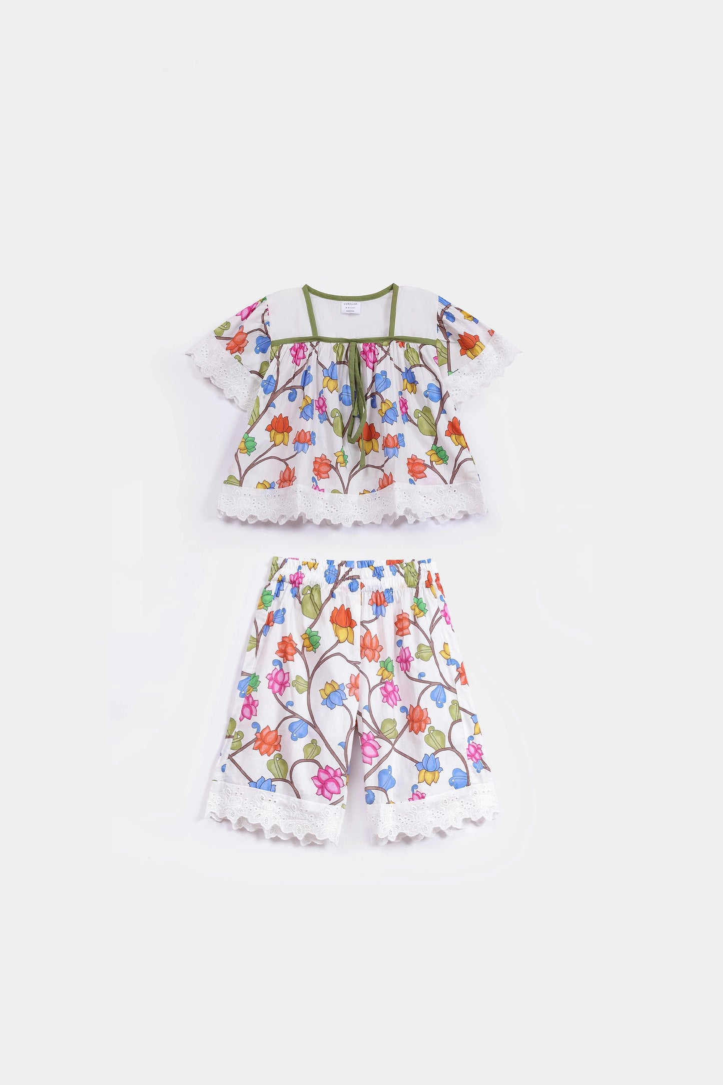 Lace Trim Printed Trouser - Cougar Clothing