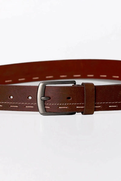 Side Stitch Maroon Leather Belt
