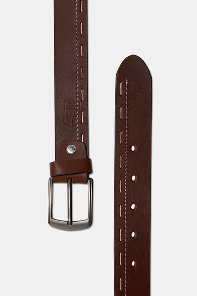 Side Stitch Maroon Leather Belt