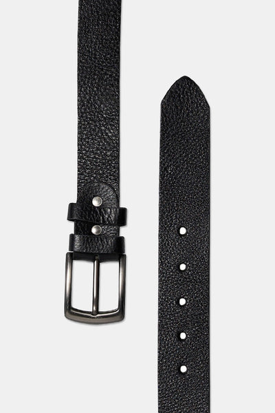 Textured Black Leather Belt
