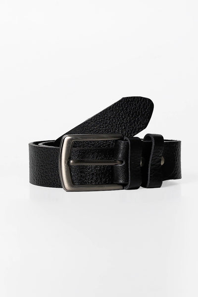 Textured Black Leather Belt