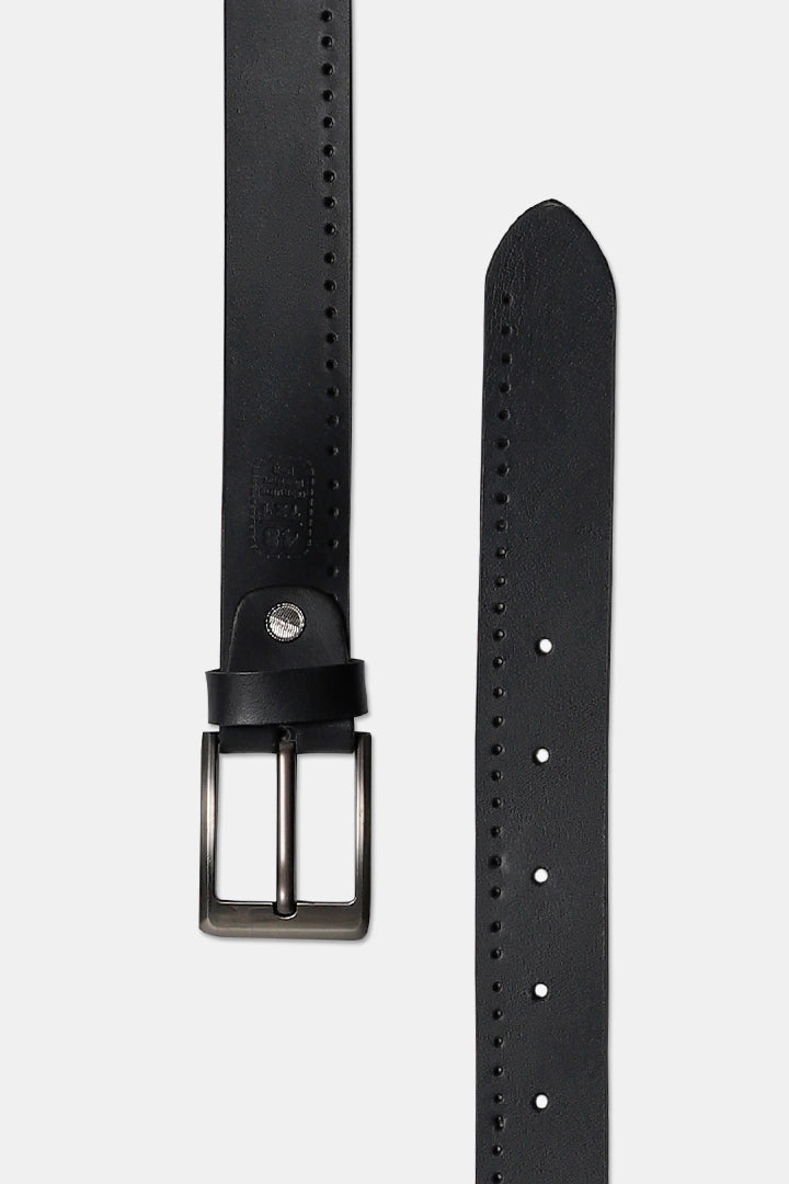 Black Leather Belt With Side Holes