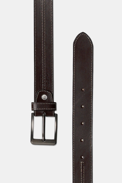 Coffee Pin Buckle Leather Belt
