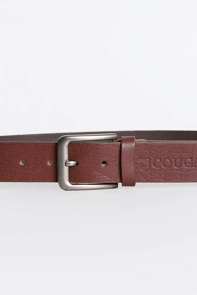 Maroon Engraved Leather Belt