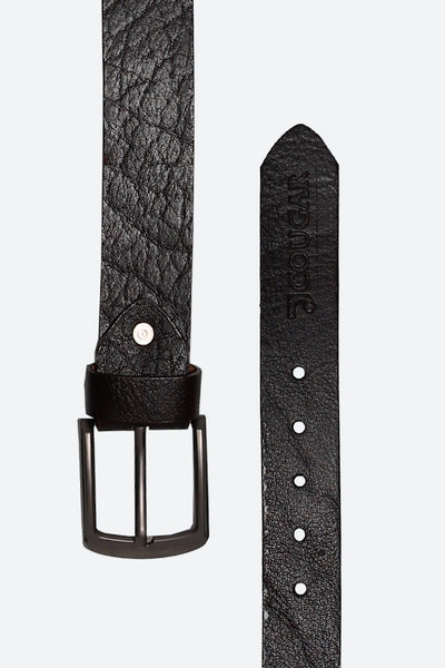 Coffee Pin Buckle Textured Leather Belt