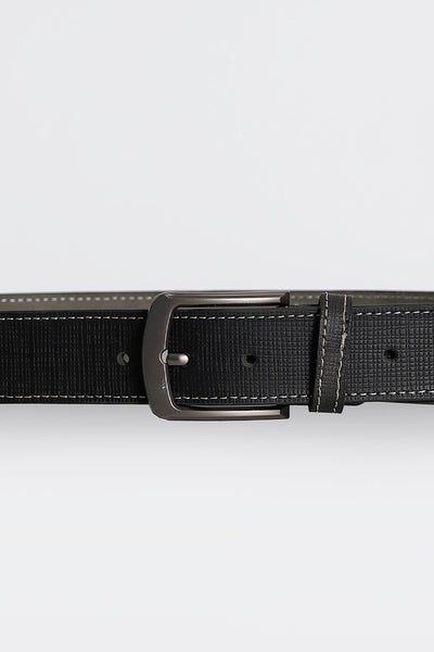 Black Contrast Stitch Textured Belt