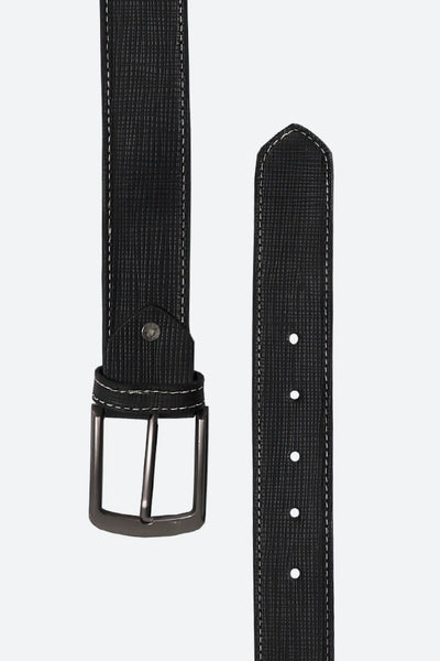 Black Contrast Stitch Textured Belt