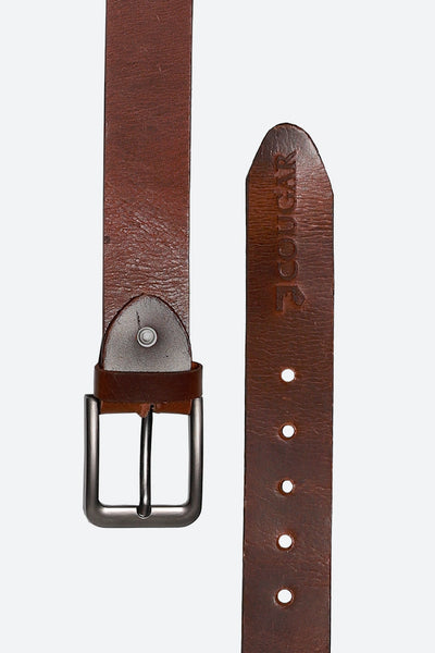 Brown Engraved Leather Belt