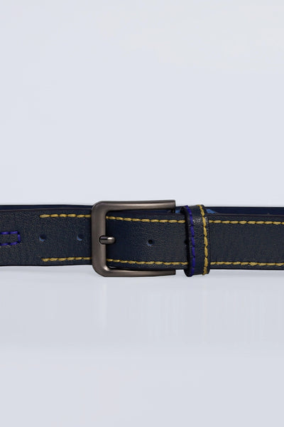 Teal Contrast Stitch Leather Belt