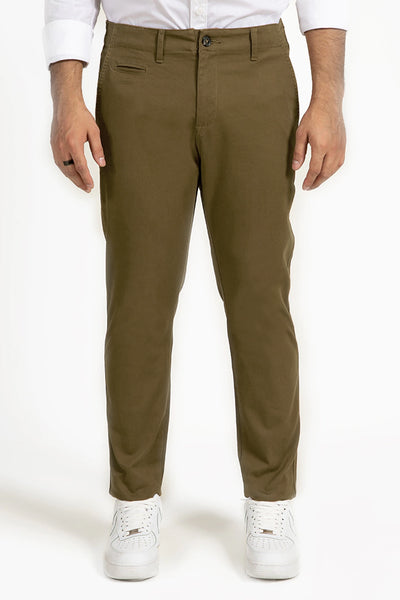 Olive Brown Slim Fit Chino Pants