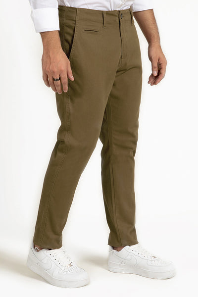 Olive Brown Slim Fit Chino Pants