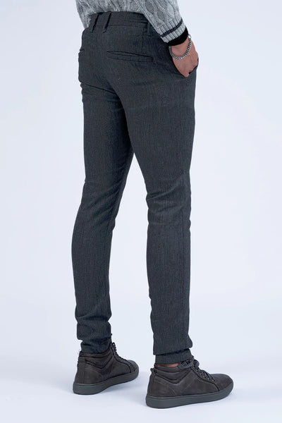 Charcoal Textured Slim Fit Chino Pants