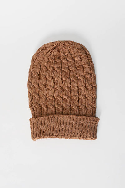 Camel Cable Knit Beanie