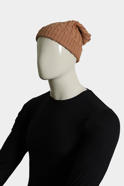 Camel Cable Knit Beanie