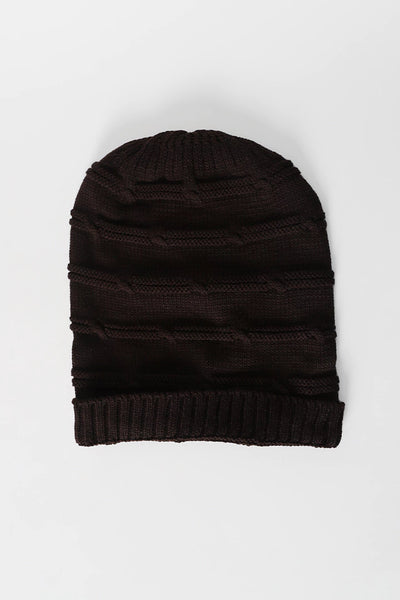 Thick Lined Chocolate Knitted Beanie