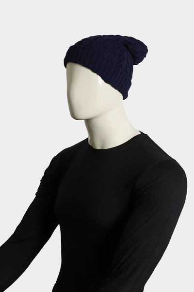 Thick Lined Navy Knitted Beanie