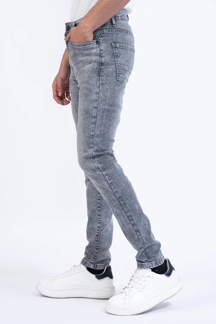 Grey Washed Skinny Fit Jeans