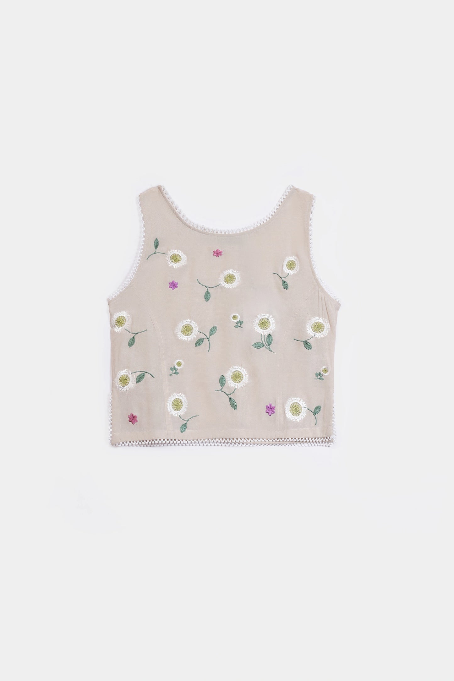 Daisy Embroidered Crop Top - Cougar Clothing