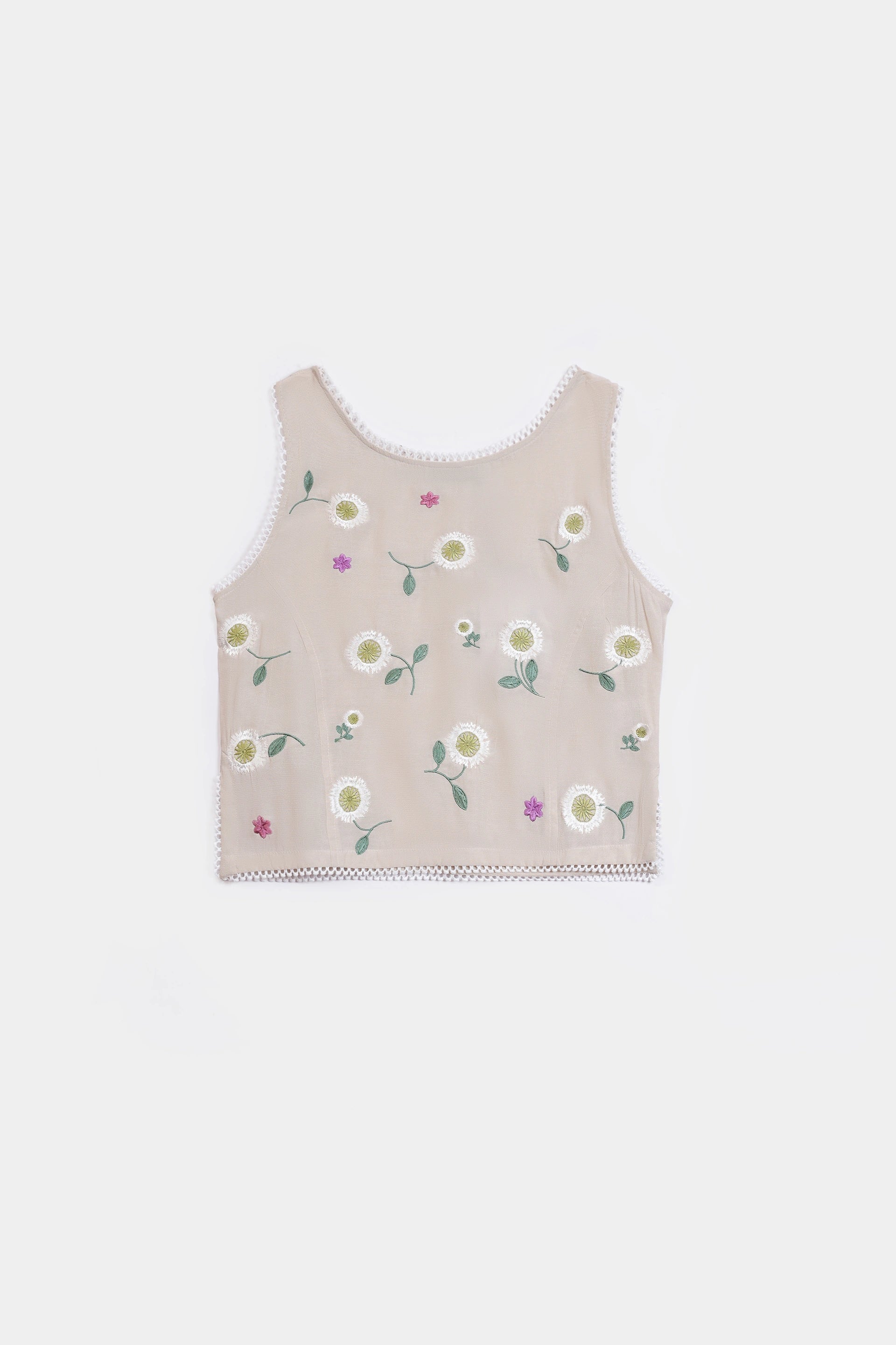 Daisy Embroidered Crop Top - Cougar Clothing