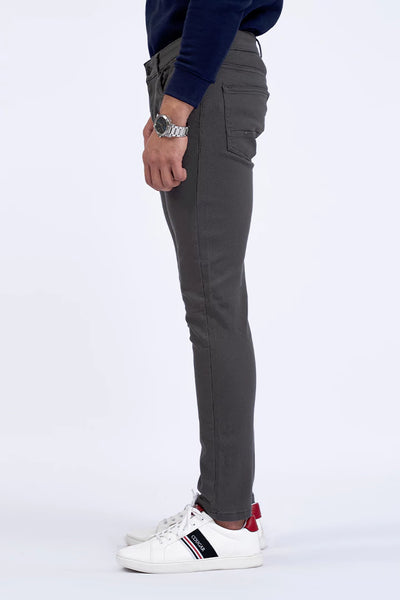 Grey Slim Fit 5 Pocket Pants
