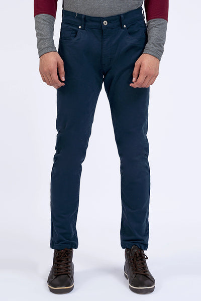 Teal Blue Slim Fit 5 Pocket Pants
