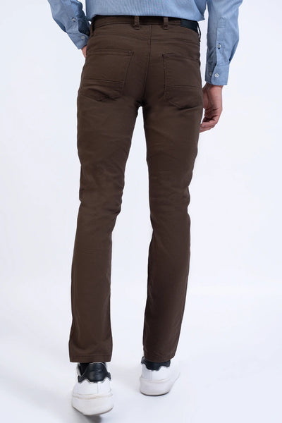 Brown Slim Fit 5-Pocket Pants