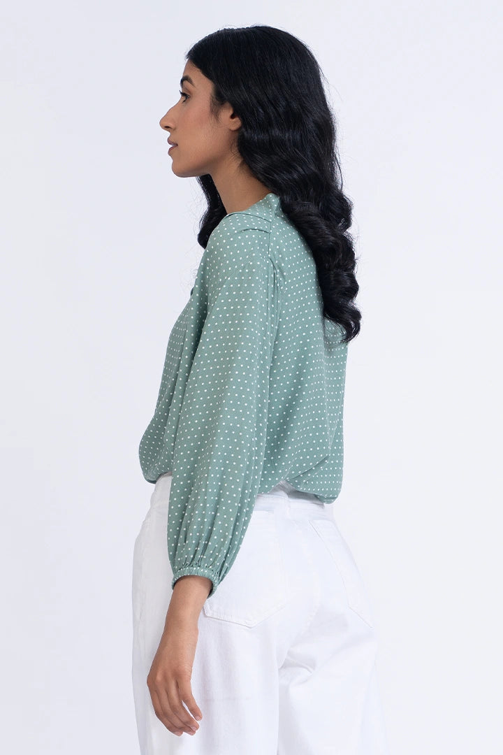 Light Green Dotted Top