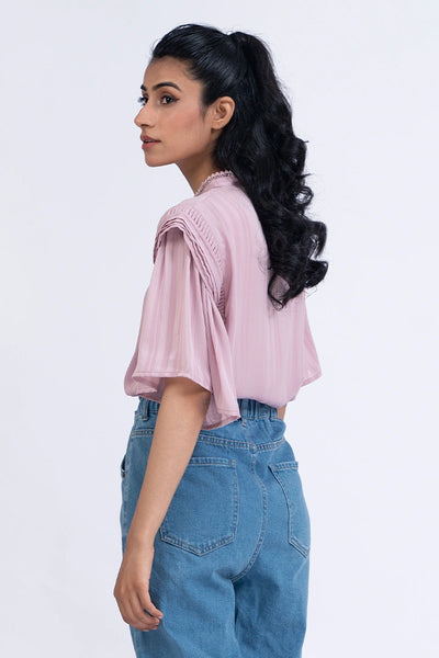 T-Pink Butterfly Sleeves Top