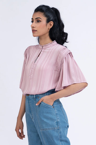 T-Pink Butterfly Sleeves Top