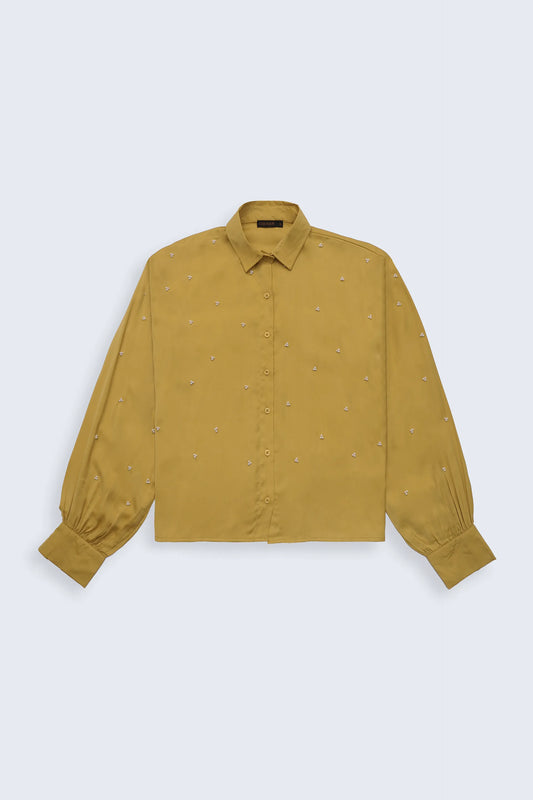 Mustard Embellished Button Down - Cougar Clothing