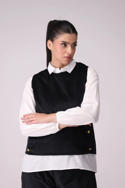 Corduroy Vest With Side Buttons - Cougar Clothing