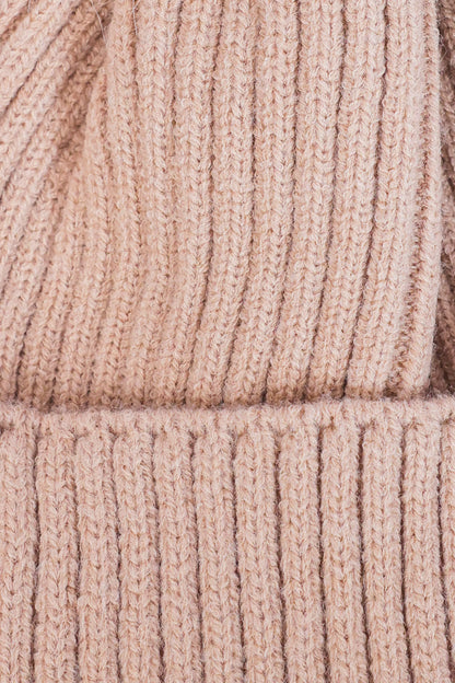 Pom-Pom Ribbed Knit Beanie - Cougar Clothing