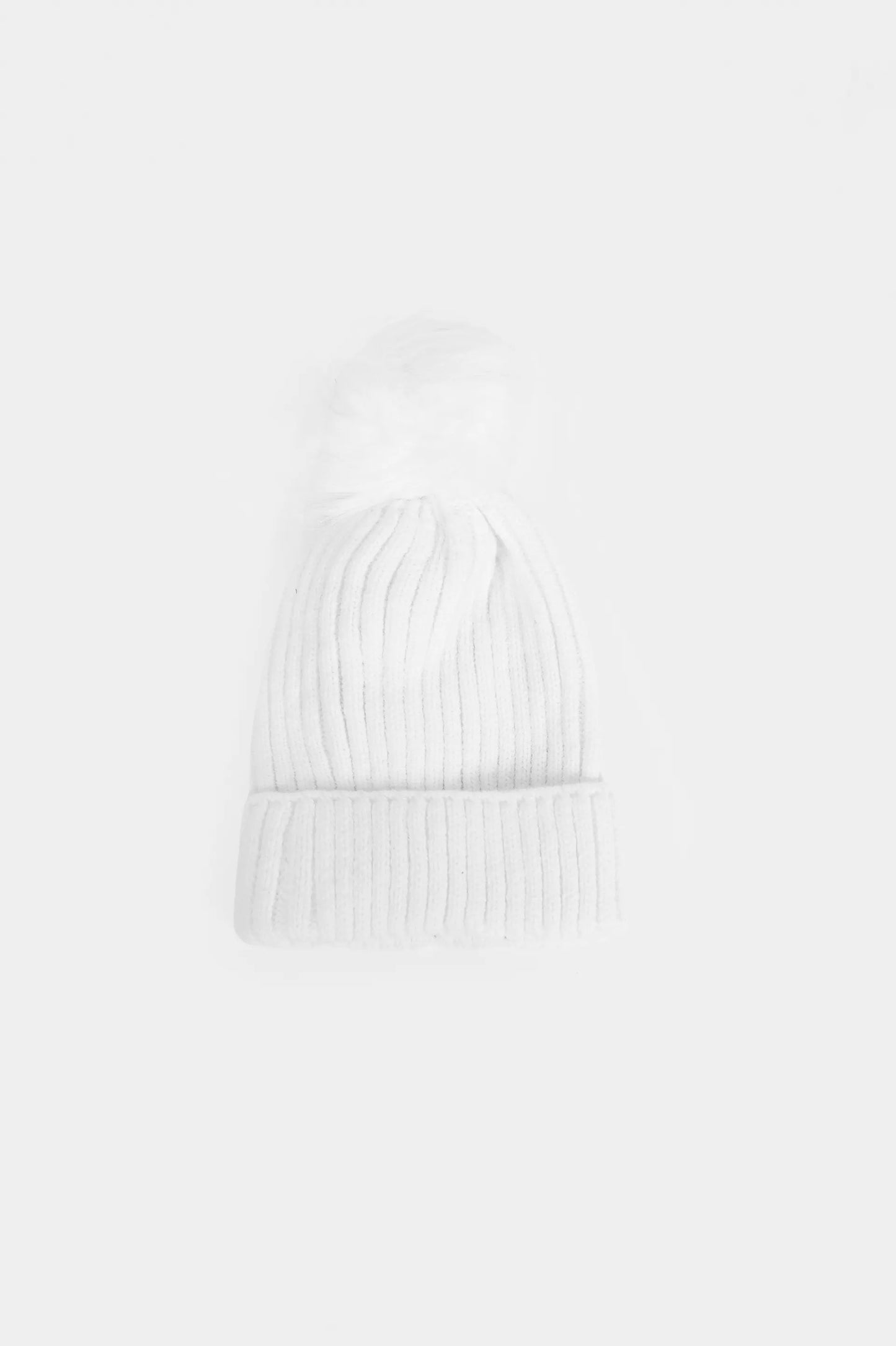 Pom-Pom Ribbed Knit Beanie - Cougar Clothing