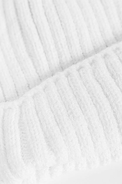 Pom-Pom Ribbed Knit Beanie - Cougar Clothing