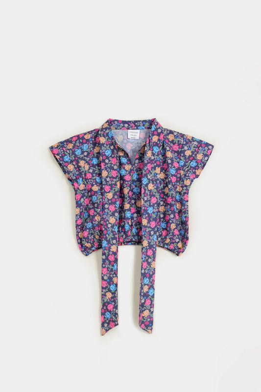 Tie-Neck Printed Top - Cougar Clothing