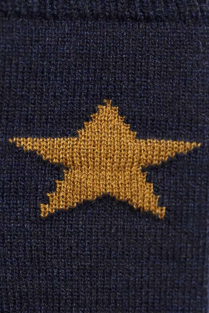Star Knit Navy Gloves