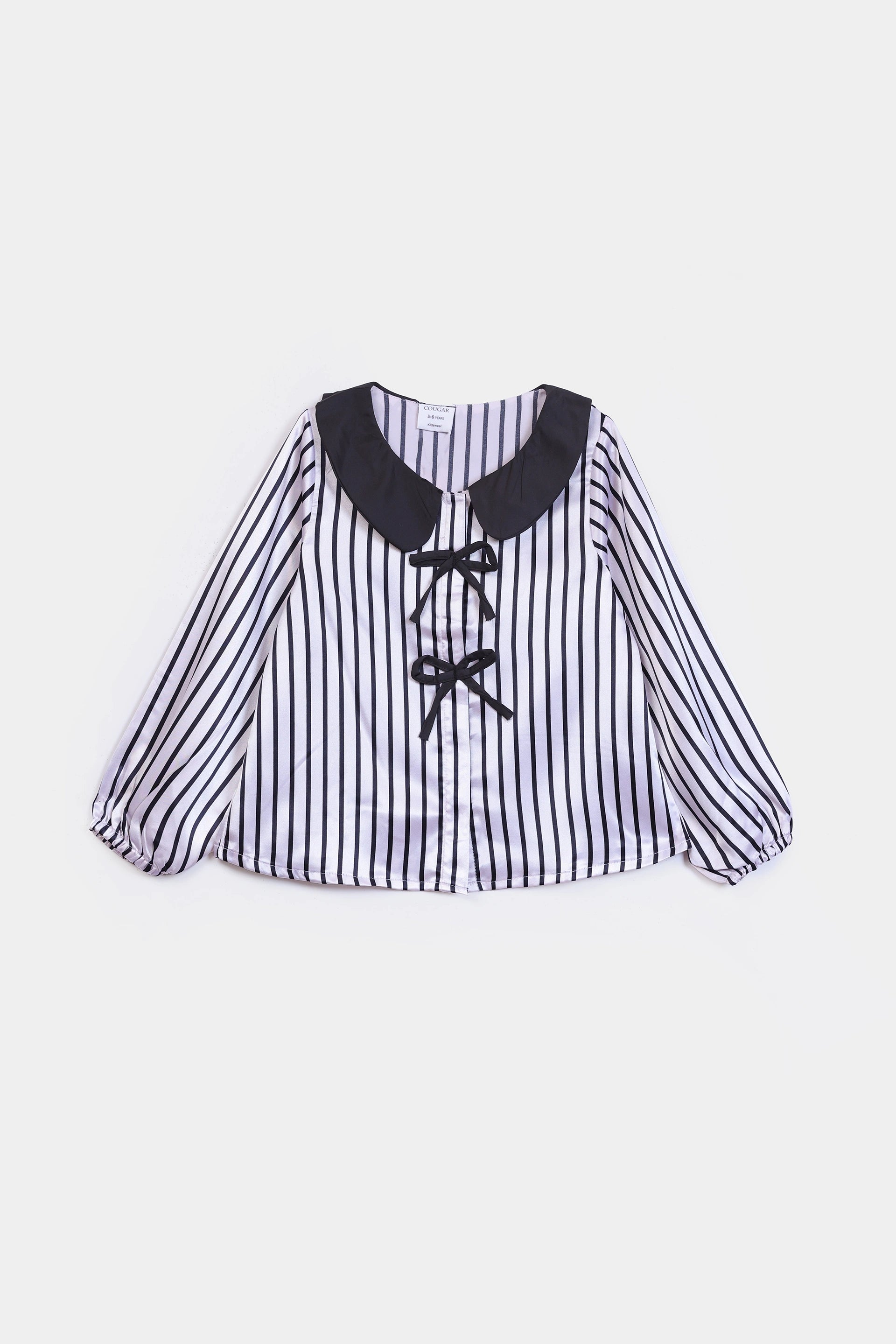 Bow Detailed Striped Top - Cougar Clothing