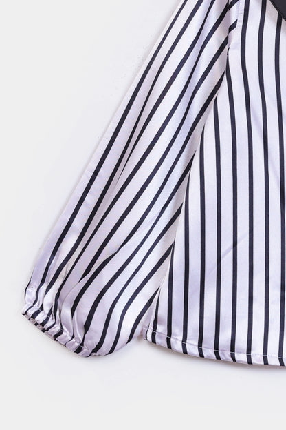 Bow Detailed Striped Top - Cougar Clothing