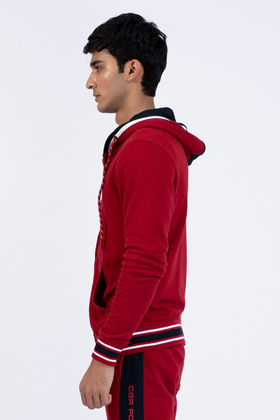 Red Tipped Zipper Hoodie