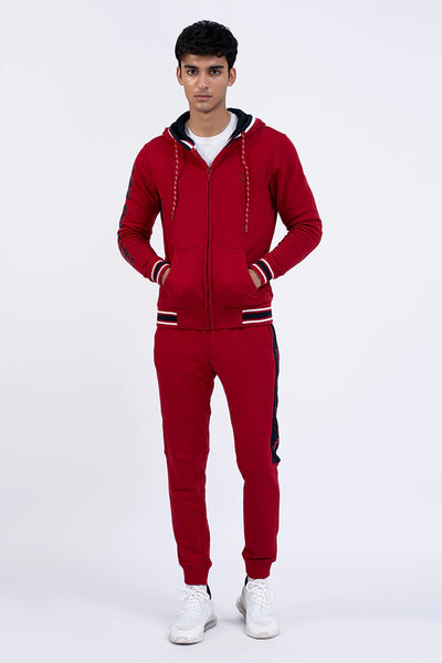 Red Tipped Zipper Hoodie