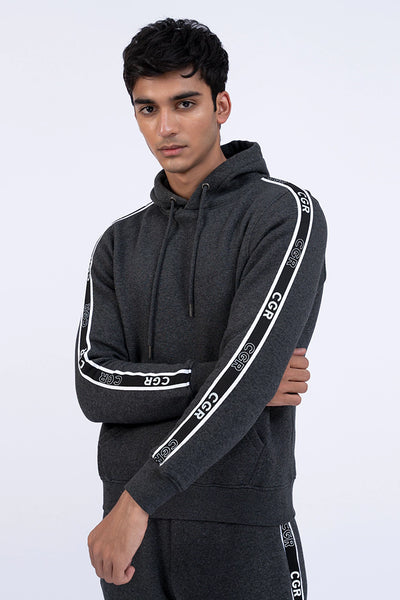 Dark Charcoal Scripted Hoodie