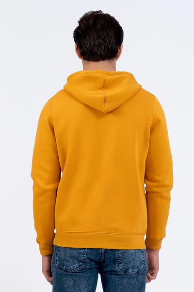 Mustard Scripted Zipper Hoodie