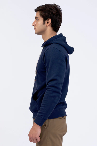 Navy Embroidered Pullover Hoodie