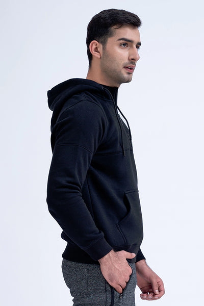 Black Half Zipper Hoodie