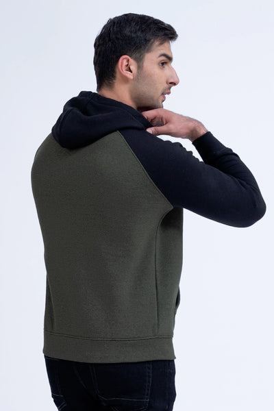 Olive Raglan Sleeves Hoodie