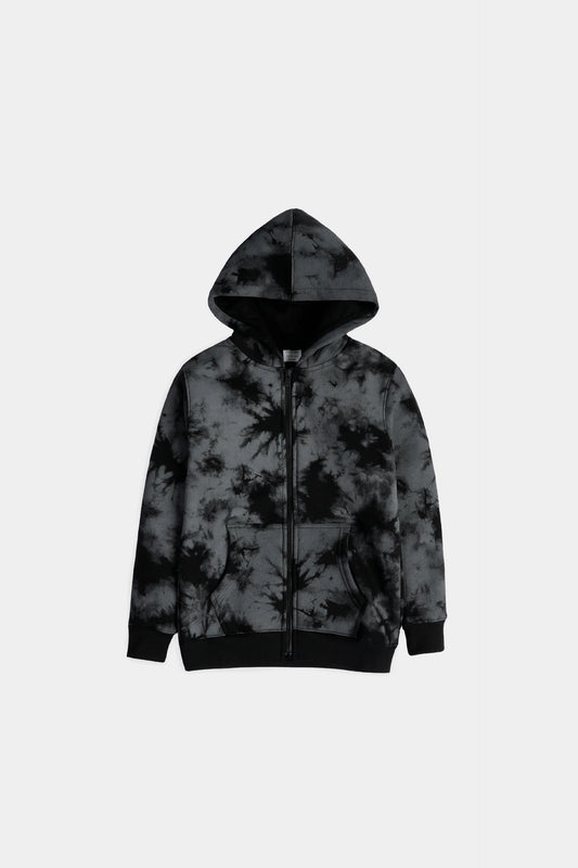 Printed Tie- Dye Zipper Hoodie - Cougar Clothing