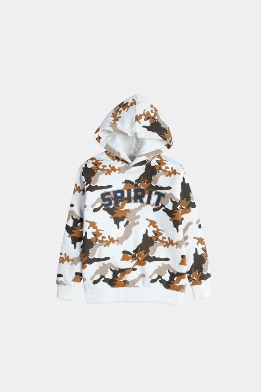 Slogan Print Camo Hoodie - Cougar Clothing