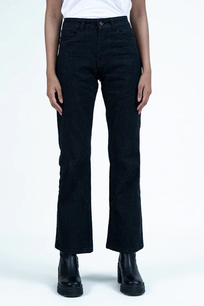 Black Tapered Wide Leg Jeans