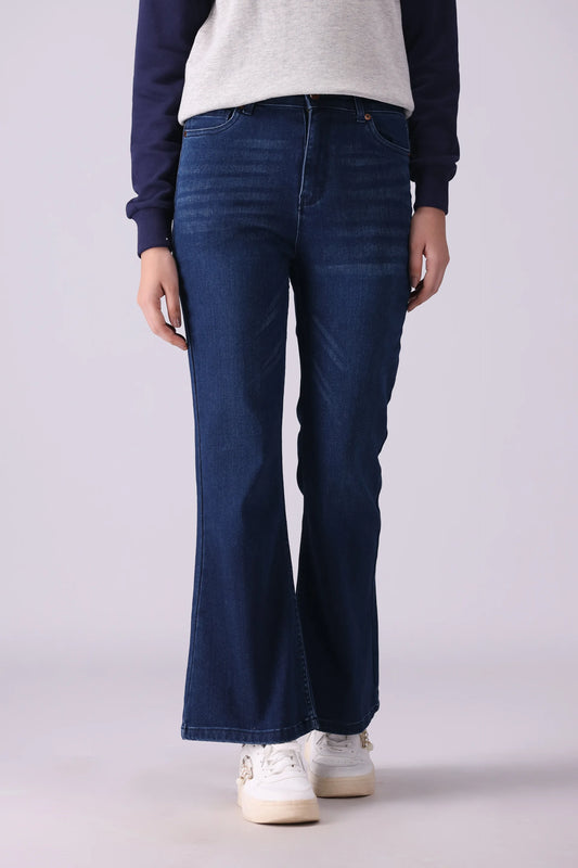 Flared Jeans With Whiskers - Cougar Clothing