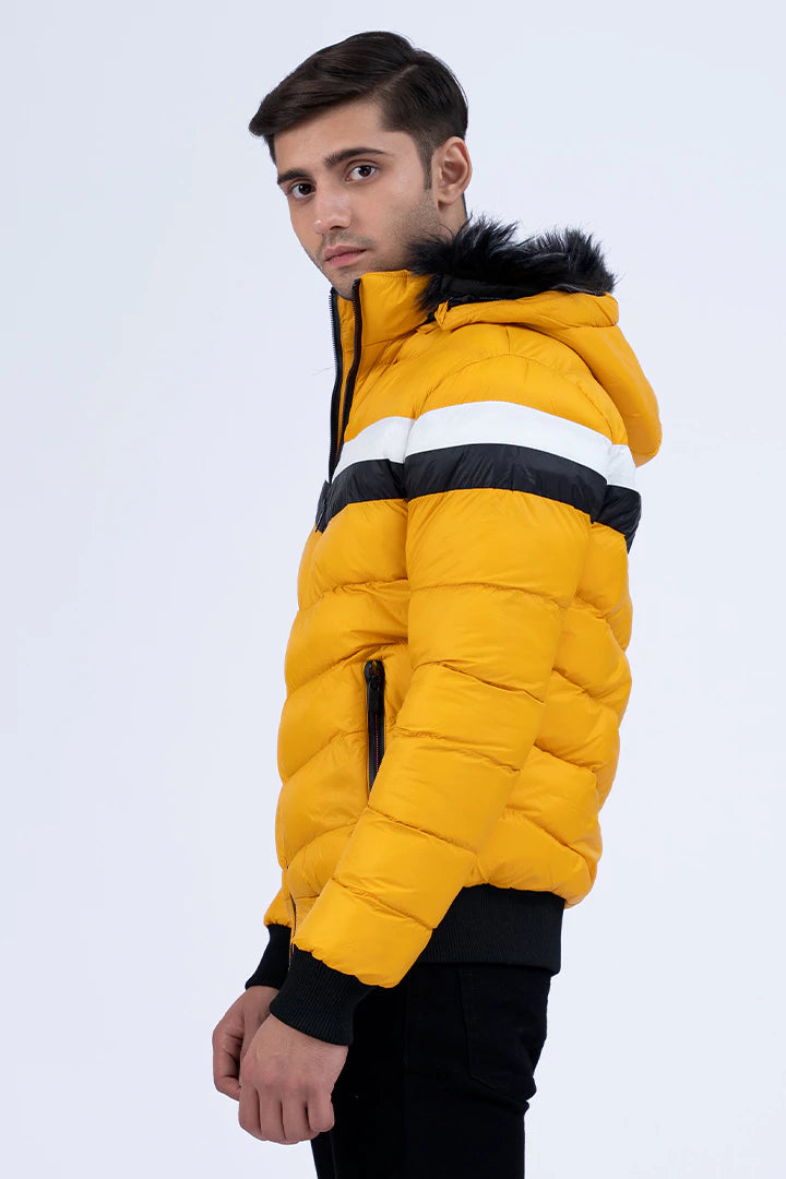 Mustard hooded sale puffer jacket